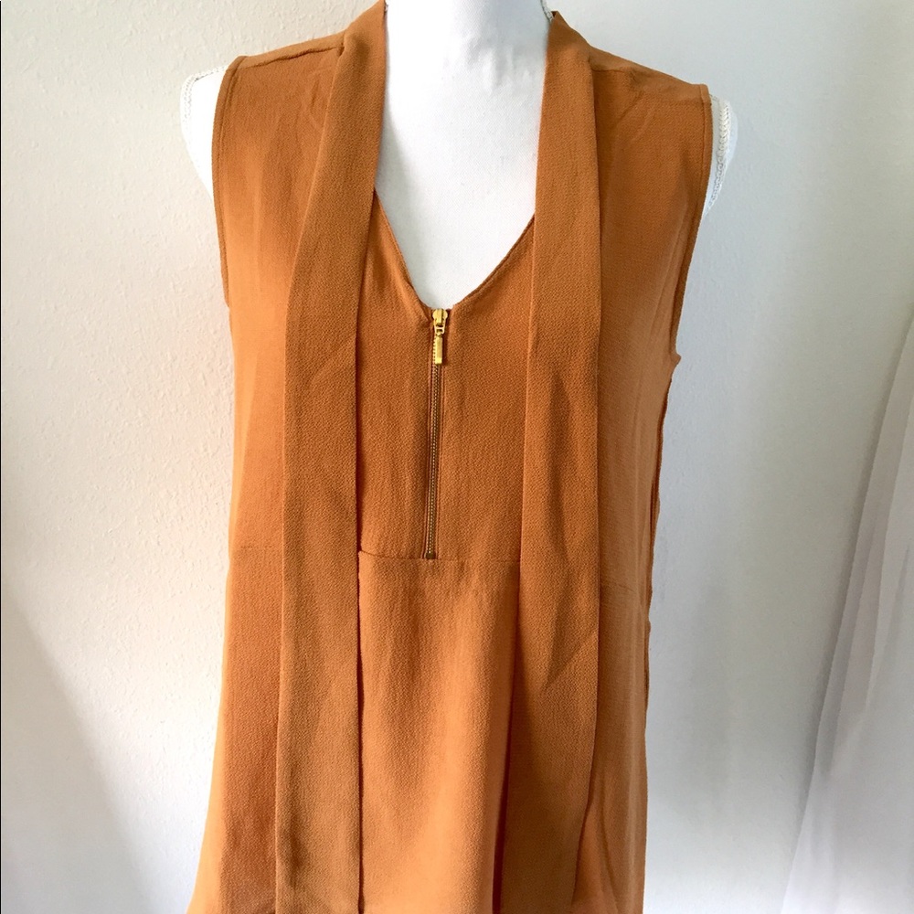 NWT Harve Benard Sleeveless Zip Tunic Top Mustard Yellow S M L